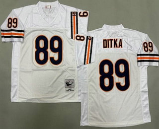 Men's Chicago Bears #89 Mike Ditka White 1966 Throwback Jersey