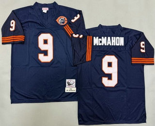 Men's Chicago Bears #9 Jim McMahon Navy Bear Patch 1966 Throwback Jersey