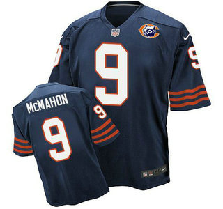 Men's Chicago Bears #9 Jim McMahon Navy Blue Throwback Alternate Nike Elite Jersey