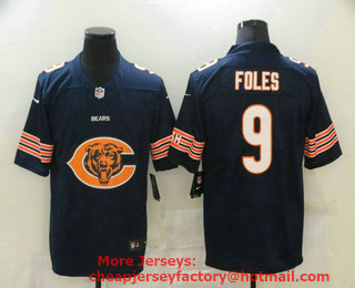 Men's Chicago Bears #9 Nick Foles Navy Blue 2020 Big Logo Vapor Untouchable Stitched NFL Nike Fashion Limited Jersey