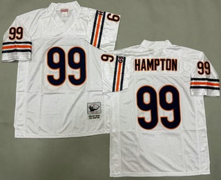 Men's Chicago Bears #99 Dan Hampton White Throwback Jersey