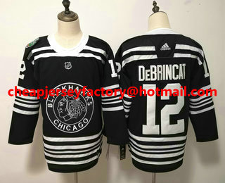Men's Chicago Blackhawks #12 Alex DeBrincat Black 2019 Winter Classic Adidas Stitched NHL Jersey