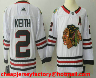 Men's Chicago Blackhawks #2 Duncan Keith White 2017-2018 Hockey Stitched NHL Jersey