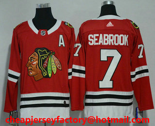 Men's Chicago Blackhawks #7 Brent Seabrook Red 2017-2018 Hockey Stitched NHL Jersey
