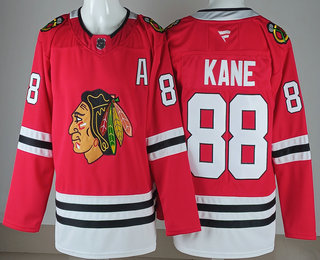 Men's Chicago Blackhawks #88 Patrick Kane Red With A Patch Authentic Jersey