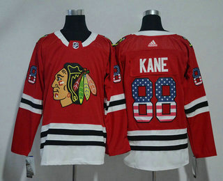 Men's Chicago Blackhawks #88 Patrick Kane Red With USA Flag 2017-2018 Hockey Stitched NHL Jersey
