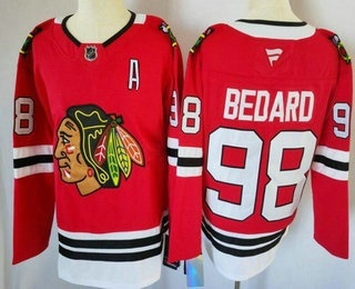 Men's Chicago Blackhawks #98 Connor Bedard Red Authentic Jersey