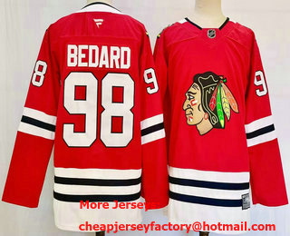 Men's Chicago Blackhawks #98 Connor Bedard Red Fanatics Authentic Jersey