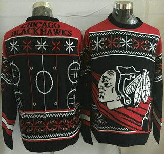 Men's Chicago Blackhawks Black With Red NHL Sweater