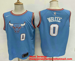 Men's Chicago Bulls #0 Coby White Blue 2020 City Edition NBA Swingman Jersey