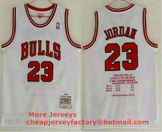 Men's Chicago Bulls #23 Michael Jordan 1995-98 White Hardwood Classics Soul Commemorative Edition Throwback Jersey