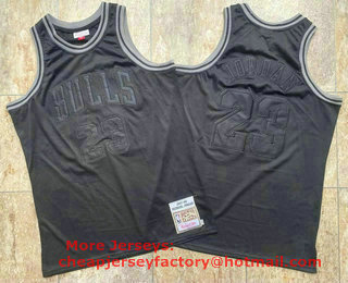 Men's Chicago Bulls #23 Michael Jordan 1997-98 ALL Black Hardwood Classics Soul AU Throwback Jersey