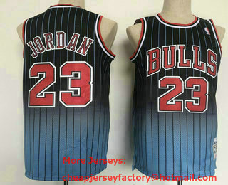 Men's Chicago Bulls #23 Michael Jordan 1997-98 Black Green Shadow Hardwood Classics Soul Swingman Throwback Jersey