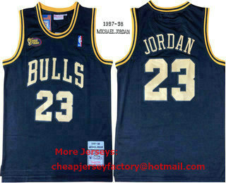 Men's Chicago Bulls #23 Michael Jordan 1997-98 Black Hardwood Classics Soul Swingman Throwback Jersey