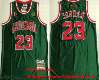Men's Chicago Bulls #23 Michael Jordan 1997-98 Green Hardwood Classics Soul AU Throwback Jersey 01