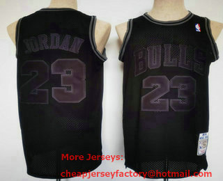 Men's Chicago Bulls #23 Michael Jordan ALL Black Hardwood Classics NEW Swingman Throwback Jersey