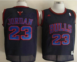 Men's Chicago Bulls #23 Michael Jordan All Black With Blue Jersey