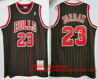 Men's Chicago Bulls #23 Michael Jordan Black 1995-96 Hardwood Classics Soul Swingman Throwback Jersey