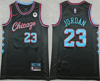 Men's Chicago Bulls #23 Michael Jordan Black 2025 City Sponsor Swingman Jersey