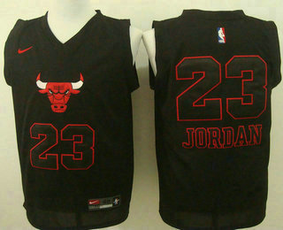 Men's Chicago Bulls #23 Michael Jordan Black Bull Head Fashion Stitched NBA Nike Swingman Jersey