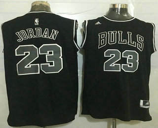 Men's Chicago Bulls #23 Michael Jordan All Black With White Revolution 30 Swingman Jersey