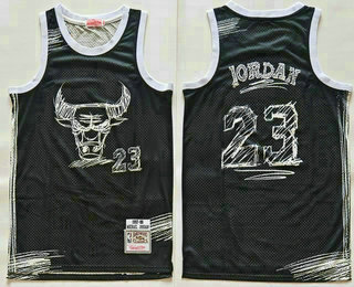 Men's Chicago Bulls #23 Michael Jordan Black Sketch Swingman Jersey