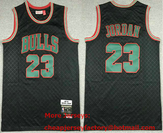 Men's Chicago Bulls #23 Michael Jordan Black With Green 1997-98 Hardwood Classics Soul Swingman Throwback Jersey