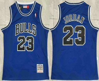 Men's Chicago Bulls #23 Michael Jordan Blue Hardwood Classics Swingman Throwback Jersey