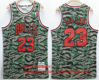 Men's Chicago Bulls #23 Michael Jordan Camo Hardwood Classics Soul Swingman Throwback Jersey