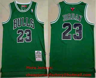 Men's Chicago Bulls #23 Michael Jordan Green 1997-98 Hardwood Classics Soul Swingman Throwback Jersey