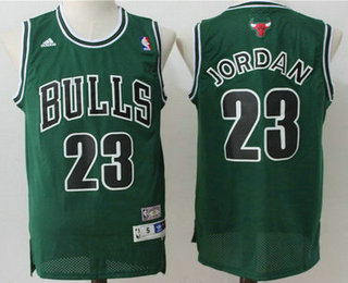 Men's Chicago Bulls #23 Michael Jordan Green Hardwood Classics Soul Swingman Throwback Jersey