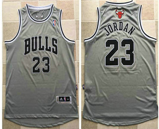 Men's Chicago Bulls #23 Michael Jordan Grey Stitched AU Revolution 30 Swingman Jersey