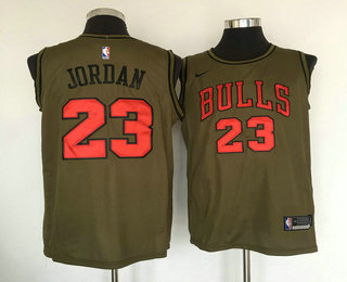 Men's Chicago Bulls #23 Michael Jordan Olive Stitched Nike Swingman Jersey