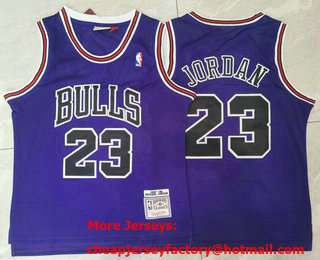 Men's Chicago Bulls #23 Michael Jordan Purple Hardwood Classics Swingman Throwback Jersey