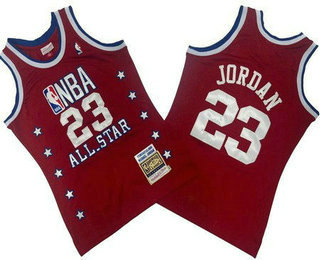 Men's Chicago Bulls #23 Michael Jordan Red 1989 All Star Swingman Jersey