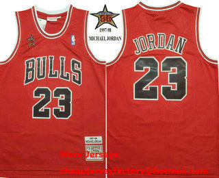 Men's Chicago Bulls #23 Michael Jordan Red 1998 All Star Hardwood Classics Swingman Throwback Jersey