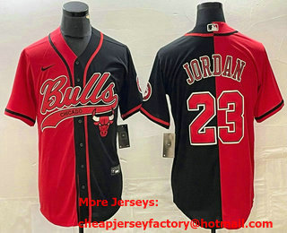 Men's Chicago Bulls #23 Michael Jordan Red Black Two Tone Stitched Baseball Jersey