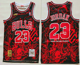 Men's Chicago Bulls #23 Michael Jordan Red Fashion Hardwood Swingman Throwback Jersey