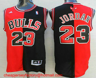 Men's Chicago Bulls #23 Michael Jordan Red With Black Two Tone Stitched NBA Revolution 30 Swingman Jersey