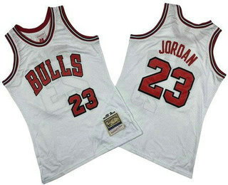 Men's Chicago Bulls #23 Michael Jordan White 1984 Throwback Swingman Jersey