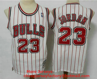 Men's Chicago Bulls #23 Michael Jordan White Hardwood Classics Reload Swingman Throwback Jersey