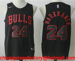 Men's Chicago Bulls #24 Lauri Markkanen All Black 2017-2018 Nike Swingman Stitched NBA Jersey