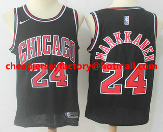 Men's Chicago Bulls #24 Lauri Markkanen Black 2017-2018 Nike Swingman Stitched NBA Jersey