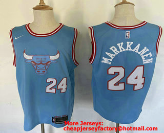 Men's Chicago Bulls #24 Lauri Markkanen Blue 2020 City Edition NBA Swingman Jersey