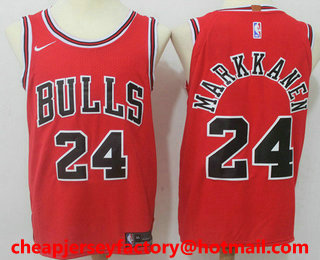 Men's Chicago Bulls #24 Lauri Markkanen Red 2017-2018 Nike Swingman Stitched NBA Jersey