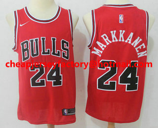 Men's Chicago Bulls #24 Lauri Markkanen Red 2017-2018 Nike Swingman Stitched NBA Jersey