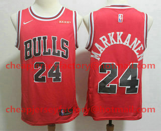 Men's Chicago Bulls #24 Lauri Markkanen Red With White Name 2019 Nike Swingman Zenni Patch Stitched NBA Jersey