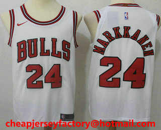 Men's Chicago Bulls #24 Lauri Markkanen White 2017-2018 Nike Authentic Stitched NBA Jersey
