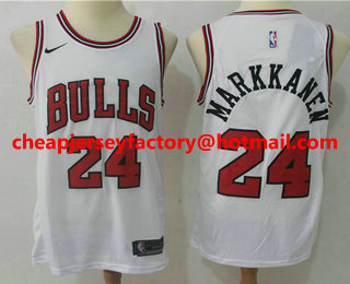 Men's Chicago Bulls #24 Lauri Markkanen White 2017-2018 Nike Swingman Stitched NBA Jersey