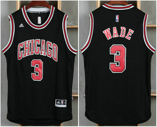 Men's Chicago Bulls #3 Dwyane Wade Black Revolution 30 Swingman Basketball Jersey